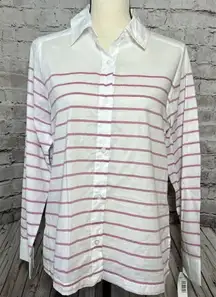 Pendleton‎ Pink Stripe White Long Sleeve Button Up Women’s Shirt Cotton S