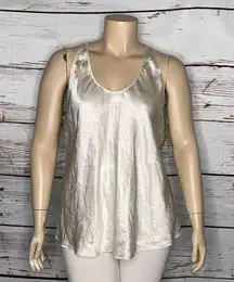 J. Crew NWOT 3X Champagne Textured Satin Scoop Neckline Acetate Tank Top Blouse