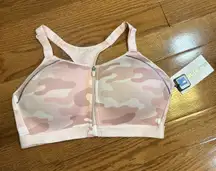 Layer 8 Women's Maximum Support Sports Bra 2X Pink Camo Zip Front New