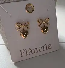Gold Heart Bow Earrings