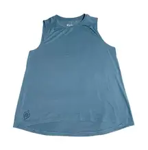 Peloton Size XL‎ Women Athletic Tank Top Thin Striped Blue Sleeveless Smocked