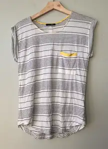 Striped Papermoon Womens T-Shirt With Yellow Accents & Pocket‎