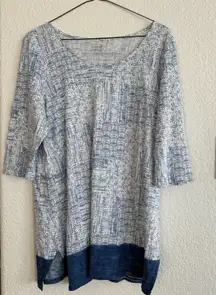 J Jill Pure Jill PJ A Line Print Blue and White Print Tunic‎ Women’s Size M