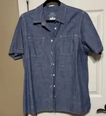 Loomstate Chambray Blue 100% Organic Cotton Button Down Shirt 365 Size Large