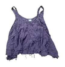 Intimately Free People Purple Crinkle Gauze Tank Top S P Bohemian Distressed