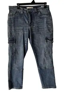 Kancan Jeans Womens 9 28 Cargo Utility‎ Denim Straight Leg Pocket Stretch Pants