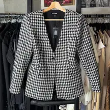 Express Black and White Houndstooth Blazer