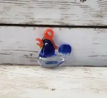 Handmade Glass Rooster in Blue Pendant - New