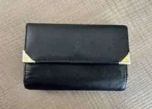 Saint Laurent Yves  Logo Leather Frame Purse Trifold Wallet