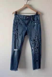 Pilcro and the Letterpress Anthropologie Sequin Embroidered Star-Patterned Jeans