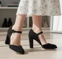 Ann Taylor Black Suede Ankle Strap Heels size 8