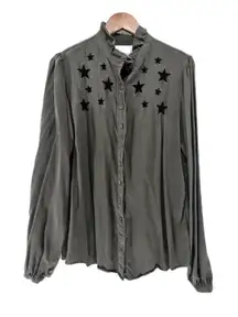 The Shirt‎ By Rochelle Behrens The Star Shirt Green Black Blouse XL