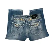 Miss Me Girls JK7523P Cuffed Capri Blue Denim Stretch Jeans Size 14‎