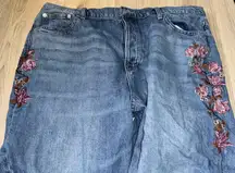 Lucky Brand high rise mom jeans Blue Jeans denim with Floral Embroidery