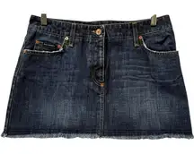 Vintage Dolce & Gabbana Denim Mini Skirt Italia‎ Patch Raw Hem Y2K IT 44 / US 8