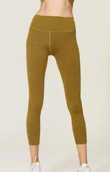 Good American Active Essential Ribbed Leggings Small Olive Green