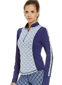 Gianni Bini Active Henley Yoga Top Blue Small
