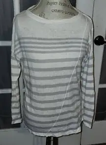 Rag & Bone Jean Womens Gray White Striped Linen‎ Sweater Small