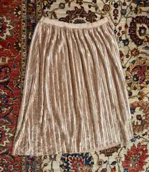 Beyond Yoga Crushed Velvet Pleated Skirt XL Champagne Gold Midi Holiday Party