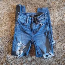 American Eagle AEO Next Level Stretch Distressed Hi Rise Jeggings XShort 00