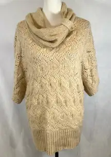 New Directions gold shimmering metallic button cowl neck sweater size XL