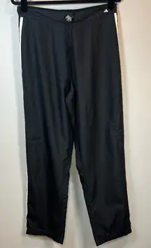 Adidas Women's Vintage Mesh Lined Track Pants Black 3 White Stripes Zip Ankle XL