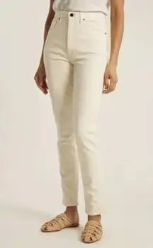 Khaite Vanessa High Rise Slim Leg Jeans in Ivory Cream Size 24