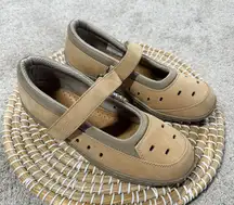 Orthofeet Women’s Leather Mary Jane Comfort Shoes Hook & Loop Strap in Mocha 8.5