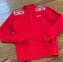 Vinegard Vines Red Quarter-Zip Shep shirt Patterned Shoulders, xS