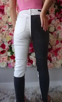 High Rise Black & White Mom Jeans