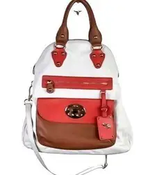 Emma Fox‎ White Leather Fold Over Crossbody Purse