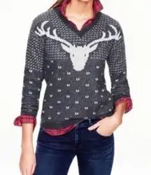 J. Crew Wool grey deer antler sweater size small