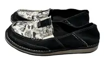 Ariat Western Cruiser slip-on shoes, black suede, western Cow print, Size 8B