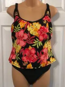 Shape Detector Sz 14 Swimsuit-BlackFloral Built In Bra slimming 95$new ruched