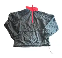 Vintage Black Red Windbreaker Tracksuit Set Women's Size Medium Nylon Retro Y2K