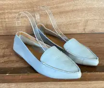 EUC  Grey Leather Pointed Toe Ballet Flats Loafers Sz 9.5