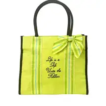 Life Is a Gift MWW Market Canvas Tote Bag Purse Ribbon Cute Girly Fun Whimsy