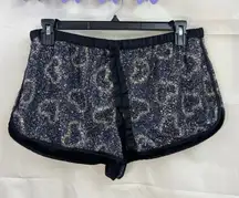 Victoria's Secret women's black heart‎ sequins drawstring pajama lounge pants L