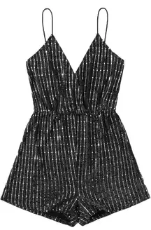 Black And Silver Sequin Romper