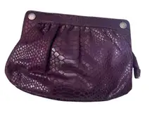 Purple Textured Leather Wristlet with Zipper Closure