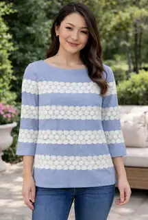 Banana Republic Blue Stripe Eyelet Tunic Top - XS