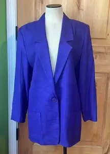 TOWN SQUARE Purple 2-Pocket Lined Blazer Jacket EUC M 90s Preppy Heathers Classic