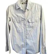 Planet Gold X-Small 100% Cotton Blue Long sleeve   Button Down Blouse/ Top 56a