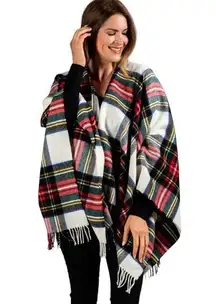 Kiltane of Scotland  NWOT Tartan Lambs Wool Cape OSFM