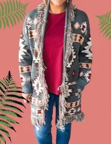 Spool 72 Velvet Moon Blanket Sweater Aztec Print Cardigan Duster M/L