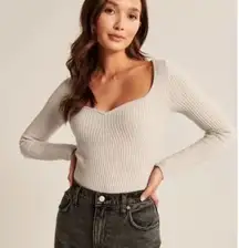 Abercrombie and Fitch Ribbed Sweetheart Neck Bodysuit Gray Women's Size Medium