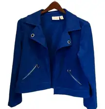 Chico's total blue‎ Velvet Blazer Jacket 1 Womens