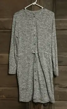 Lou & Grey Button Down Soft Long Sleeve Dress with Tie Waist - Grey - Medium‎