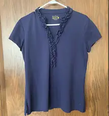 Lilly Pulitzer UPF 50+ Luxletic Frida Ruffle Polo Top in True Navy