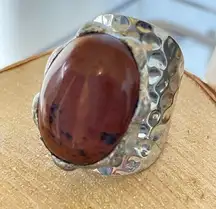 Ladies unique adjustable band ring in brown tones